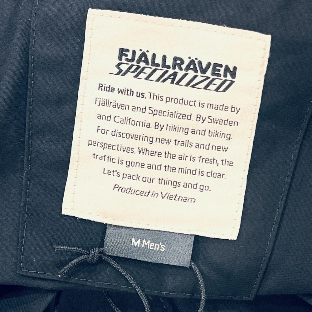 NWT $180 Fjallraven X Specialized Riders Wind Jacket Mens M Black Snap Up‎ NEW
